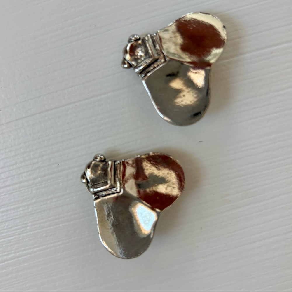 Silver Bee shape, or Heart Earrings - Shiny clip on, vintage